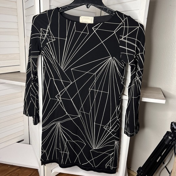 Nicole Miller Dresses & Skirts - Nicole Miller Artelier Black Geometric Pattern Long Sleeve Dress Women's Size S